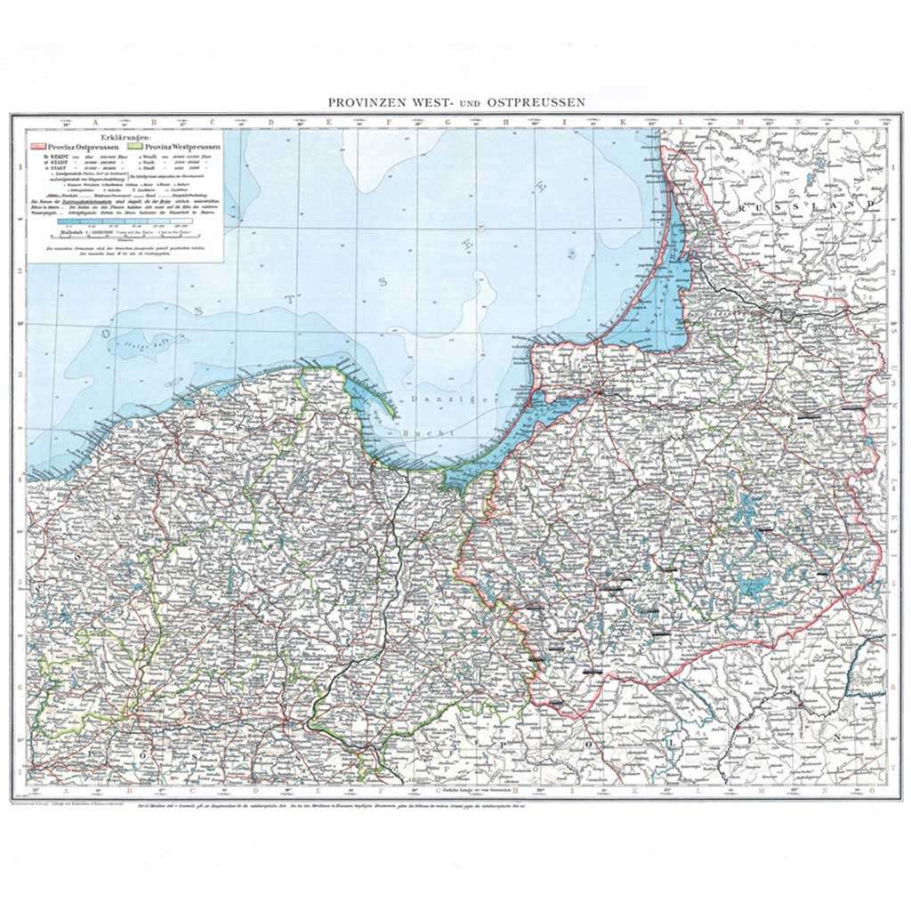 Historische Karte Provinzen Westpreussen Und Ostpreussen Im Deutschen