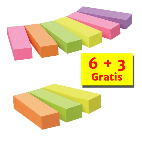 Post-it® Page Marker neon Haftmarker farbsortiert 9x100 Streifen - 6 + 3 Gratis