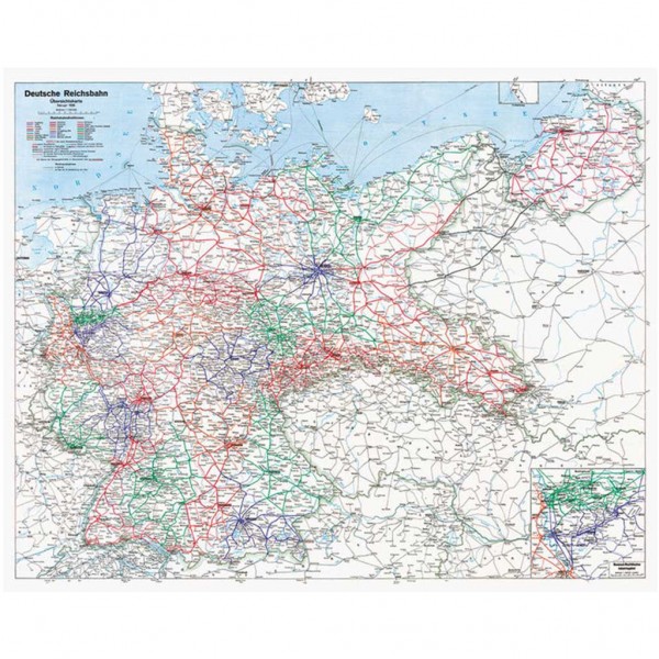 Historische Übersichtskarte: Deutschland 1938 - Reichsbahndirektionen der Deutsche Reichsbahn