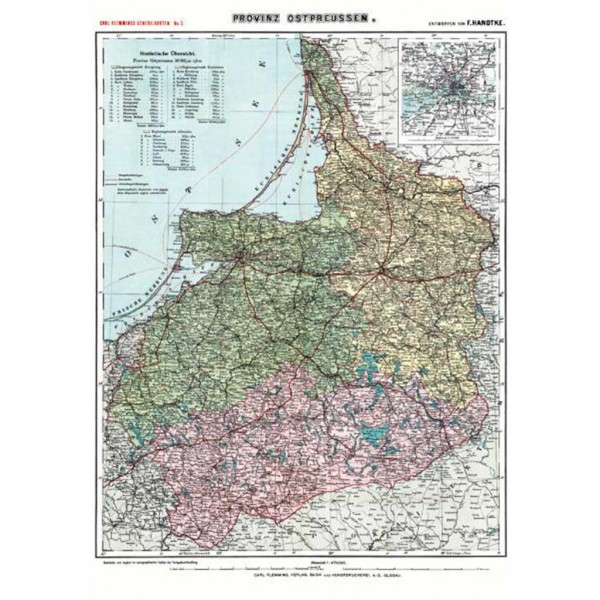 Historische Karte: Provinz OSTPREUSSEN im Deutschen Reich - um 1910 [gerollt]
