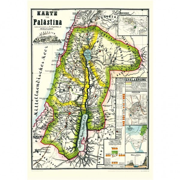 Historische Karte von PALÄSTINA 1869 (Plano)