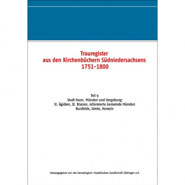 Trauregister aus den Kirchenbüchern Südniedersachsens 1751-1800 - Band 9