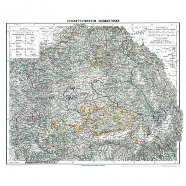 Historische Karte: Großherzogtum Siebenbürgen, 1853 (Plano)