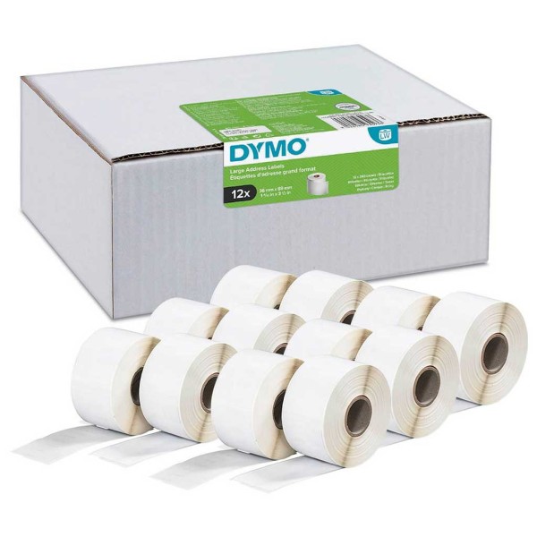 DYMO 12 Endlosetikettenrollen für Etikettendrucker S0722400 weiß