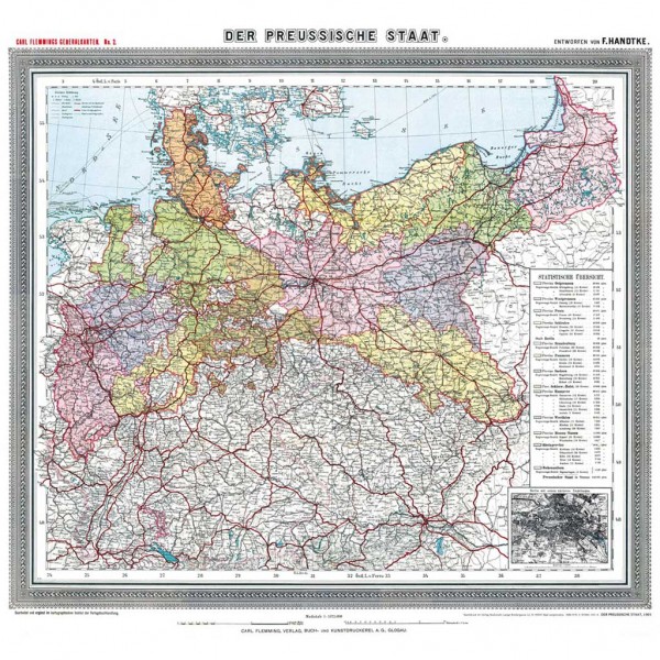 Historische Preussenkarte - DER PREUSSISCHE STAAT - 1905 [gerollt]